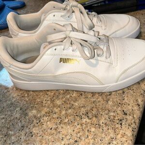 PUMA White and Gold Casual Sneakers